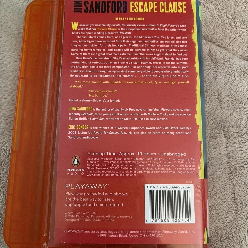 Playaway Audiobook Escape Clause by John Sandford Ex Library